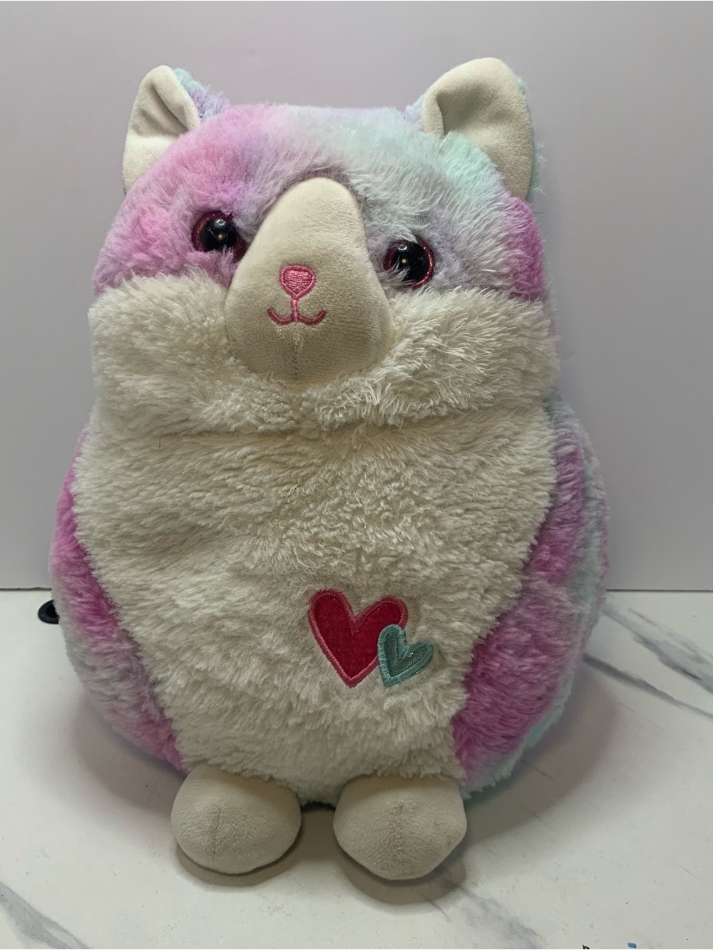 Kellytoy Plush Small Pet - Pastel Pink, Purple, blue & Cream Heart Accent